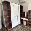 Tủ Quần Áo Cũ Vân Gỗ Nâu Trắng Kèm Kệ Trưng Bày