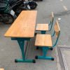 Bàn Ghế Học Sinh Cũ 1M2X40CM Chân Sắt Màu Xanh