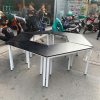 Bàn Module Cũ Đường Kính 2M4 Mặt Đen Chân Trắng