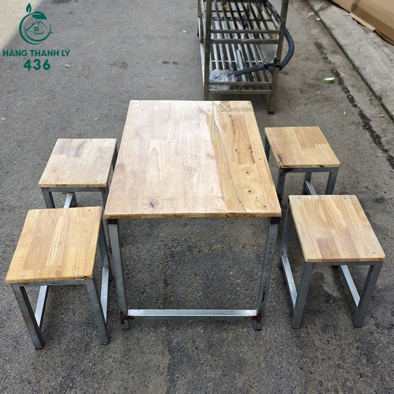 bo-ban-an-cu-50cmx70cmx55cm-co-4-ghe-roi-dung-linh-hoat-2 Bộ Bàn Ăn Cũ 50CMX70CMX55CM Có 4 Ghế Rời  
