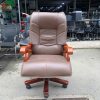 Ghế Giám Đốc Cũ Bọc Da Nâu Tay Gỗ Đẹp