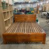 Giường Ngủ Cũ 1M6X2M Màu Nâu Có Đầu Giường Chạm Họa Tiết Đẹp
