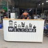 Quầy Bán Hàng Cũ 2M Welcome Phối Trắng Vân Gỗ