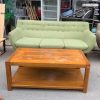 Sofa Cũ Bọc Vải Xanh Kèm Bàn Gỗ Tiện Dụng