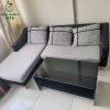 Sofa Góc L Vải Cũ Màu Xám Kèm Bàn Trà