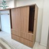 Tủ Quần Áo Gỗ Cũ 1M55X2M Hệ Cửa Trượt Kết Hợp Ngăn Kéo