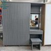 Tủ Quần Áo 1M8X2MX55CM Vân Gỗ Xám Kết Hợp Bàn Trang Điểm Mới 99% (Nhiều Mẫu)