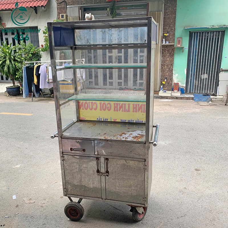 Xe Bán Gỏi Cuốn Inox Cũ 80CM Kết Hợp Tủ Kính xe-ban-goi-cuon-inox-cu-80cm-ket-hop-tu-kinh-3 Xe Bán Gỏi Cuốn Inox Cũ 80CM Kết Hợp Tủ Kính