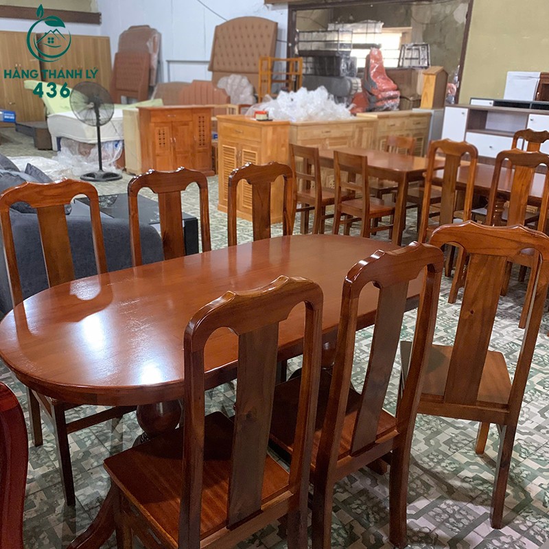 ban-an-gia-dinh-mat-oval-go-mau-nau-moi-99-3 Bàn Ăn Gia Đình Mặt Oval Gỗ Màu Nâu Mới 99% (Nhiều Mẫu)  