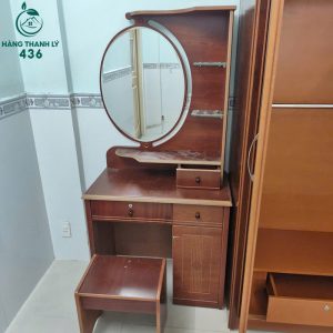 Bàn Phấn Có Gương Cũ 80CM Nhiều Hộc Vân Gỗ Nâu