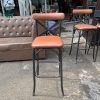 Ghế Bar Cũ Khung Sắt Tựa Lưng Chữ X Bọc Da