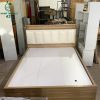 Giường Ngủ Cũ 1M6 Đầu Giường Bọc Da Màu Kem