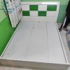 Giường Ngủ Gỗ Cũ 1M6 Đầu Giường Phối Xanh Trắng