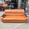 Sofa Băng Cũ Bọc Da Màu Nâu Tay Gỗ