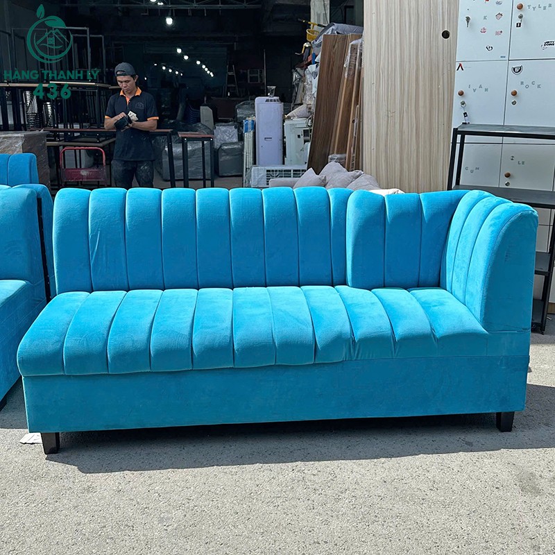 sofa-bang-cu-vai-nhung-mau-xanh-1m6-3 Sofa Băng Cũ Vải Nhung Màu Xanh 1M6 (Nhiều Mẫu)  