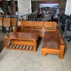 Sofa Gỗ Góc L 1M7 Cũ Tiếp Khách Rộng Rãi Tiện Nghi