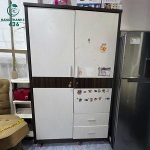 Tủ Áo Cũ Vâ Gỗ Trắng Nâu Có Ngăn Kéo