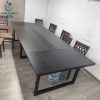 Bàn Họp Mặt Vân Gỗ Cũ Chân Sắt