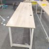 Bàn Làm Việc Cũ Mặt Gỗ Chân Sắt Trắng 2M4