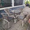 Bộ Bàn Ghế Cafe Cũ Giả Mây 4 Ghế Đen Phối Trắng