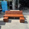 Bộ Sofa Băng Bọc Da Cũ Màu Nâu