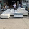 Bộ Sofa Bọc Da Cũ Màu Trắng Dáng Chữ L 3M4