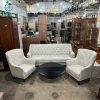 Bộ Sofa Nỉ Trắng Lưng Chần Nút Thanh Lịch Cũ