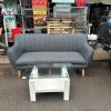 Bộ Sofa Vải Xám Cũ Kèm Bàn Trà Mặt Kính