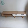 Kệ Tivi Chân Gỗ Cũ Phối Màu Trắng