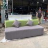 Sofa Băng Phòng Chờ Bọc Vải Cũ Phối Màu Xám Xanh 2M