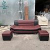 Sofa Cũ Dáng Cong Kèm Hai Đôn Bọc Da