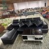 Sofa Da Đen Cũ Dáng Góc L Rộng Rãi