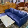 Sofa Góc L Bọc Da Cũ Màu Xanh
