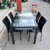 Bàn Ăn Mặt Kính Cũ Kèm 4 Ghế Bọc Da