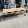 Bàn Họp Cũ Mặt Vân Gỗ Chân Sắt Đen 2m4