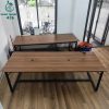 Bàn Họp Gỗ Cũ Chân Sắt Sơn Đen 2m4