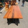 Bàn Họp Gỗ Dài Cũ Khung Chân Sắt Sơn Đen 2m5