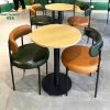 Bộ Bàn Ghế Cafe Tròn Phối Màu Nâu Xanh 99%