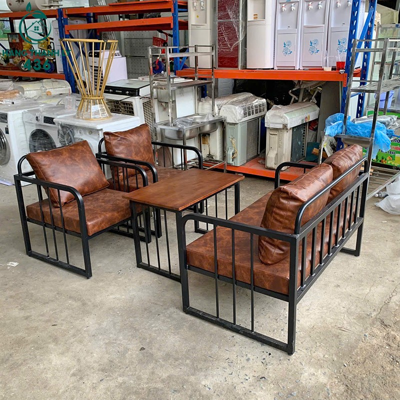 Bộ Sofa Cafe Khung Sắt Nệm Da Nâu Mới 99% bo-sofa-cafe-khung-sat-nem-da-nau-moi-99-2 Bộ Sofa Cafe Khung Sắt Nệm Da Nâu Mới 99%