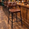 Ghế Bar Bọc Da Nâu Có Tựa Lưng Mới 99%