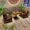 Sofa Cafe Đơn Bọc Da Nâu Mới 99%