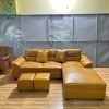 Sofa Da Góc Chữ L Cũ Kèm Hai Ghế Đôn