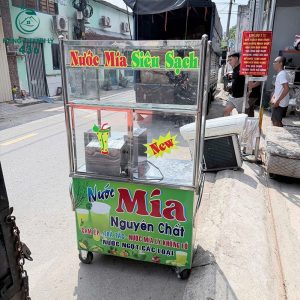 Xe Ép Nước Mía Cũ Inox Kèm Tủ Kính