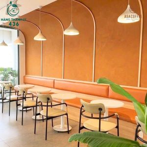 Bàn Ghế Cafe Khung Sắt Nệm Kem 99%