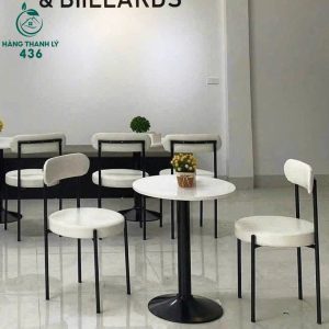 Bàn Ghế Cafe Sắt Nệm Trắng 99%