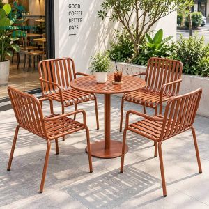 Bàn Ghế Cafe Sắt Sơn Nâu Đồng 99%