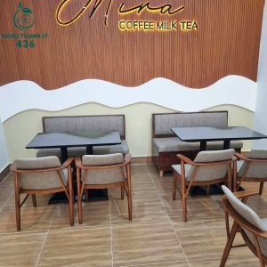 Bàn Ghế Cafe Sofa Băng Nệm Xám 99%