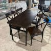 Bộ Bàn Ăn Cũ Chân Sắt Đen Mặt Gỗ 1m4
