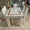 Bộ Bàn Ghế Ăn Cũ 5 Ghế Mặt Đá Họa Tiết Hoa