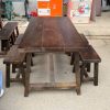 Bộ Bàn Ghế Gỗ Chân Chữ A Màu Nâu Đậm Mới 99%
